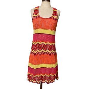 Bright Multi-Color Knit Tank Dress - Pink, Orange & Yellow